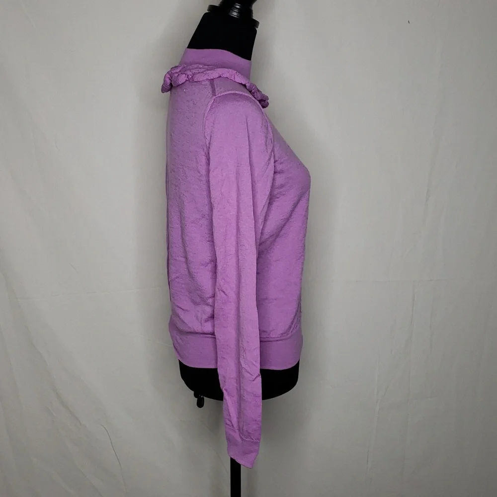 J Crew Knit 100% Merino Wool Mockneck Pointelle Stich Relaxed Sweater Layer